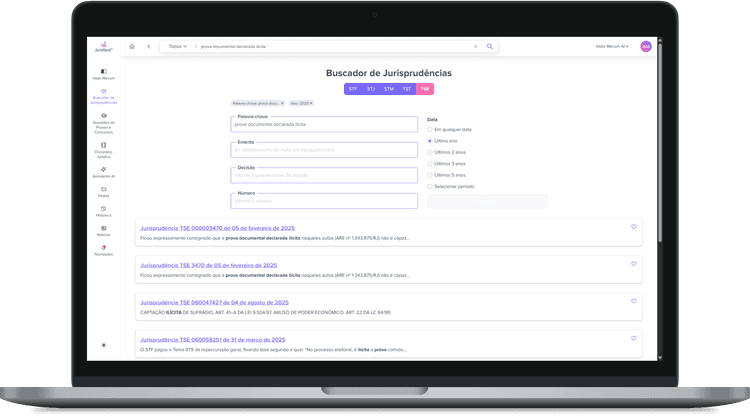 JurisHand Vade Mecum AI no desktop